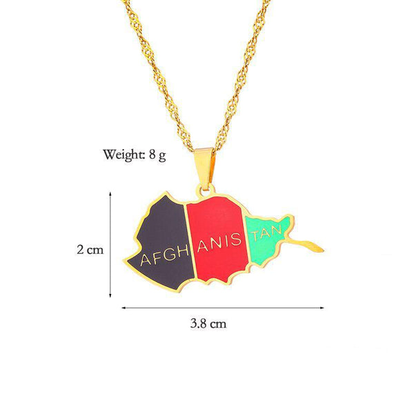 Afghanistan Flag Map Necklace