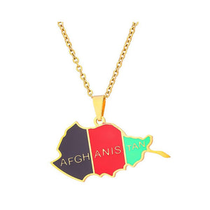 Afghanistan Flag Map Necklace