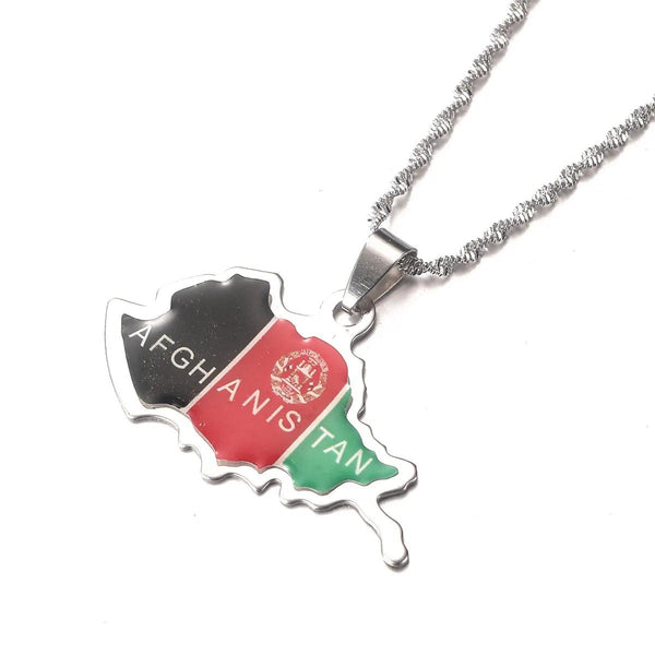 Afghanistan Flag Map Necklace