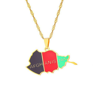 Afghanistan Flag Map Necklace