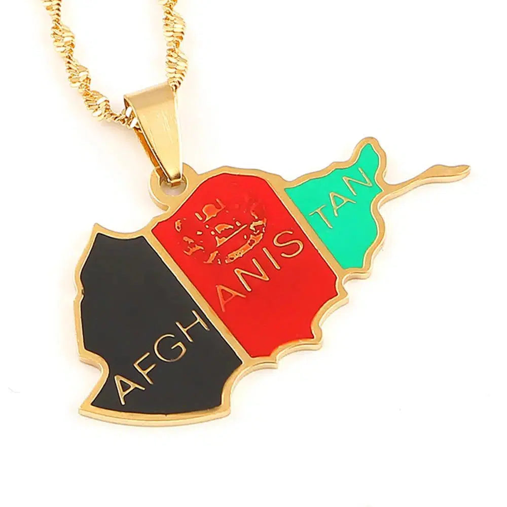 Afghanistan Flag Map Necklace