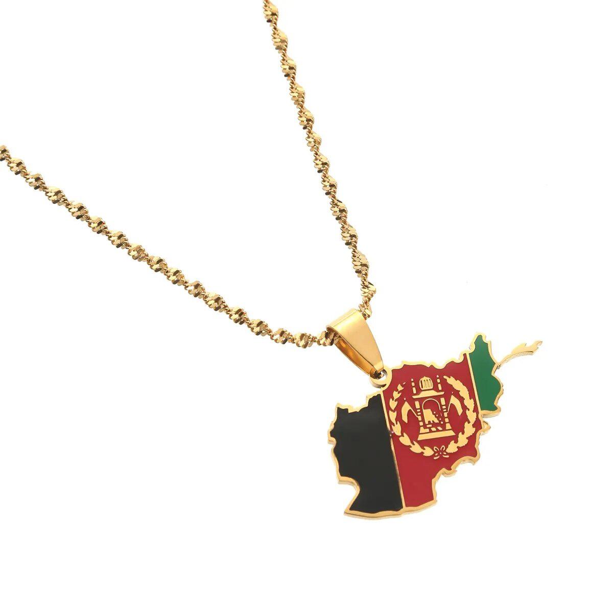 Afghanistan Flag Map Necklace