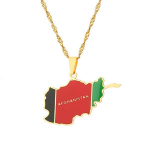 Afghanistan Flag Map Necklace