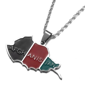 Afghanistan Flag Map Necklace