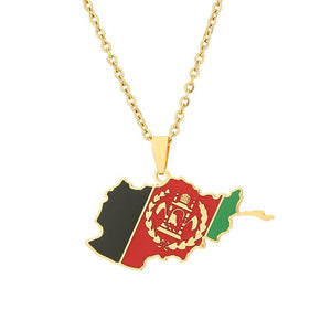 Afghanistan Flag Map Necklace