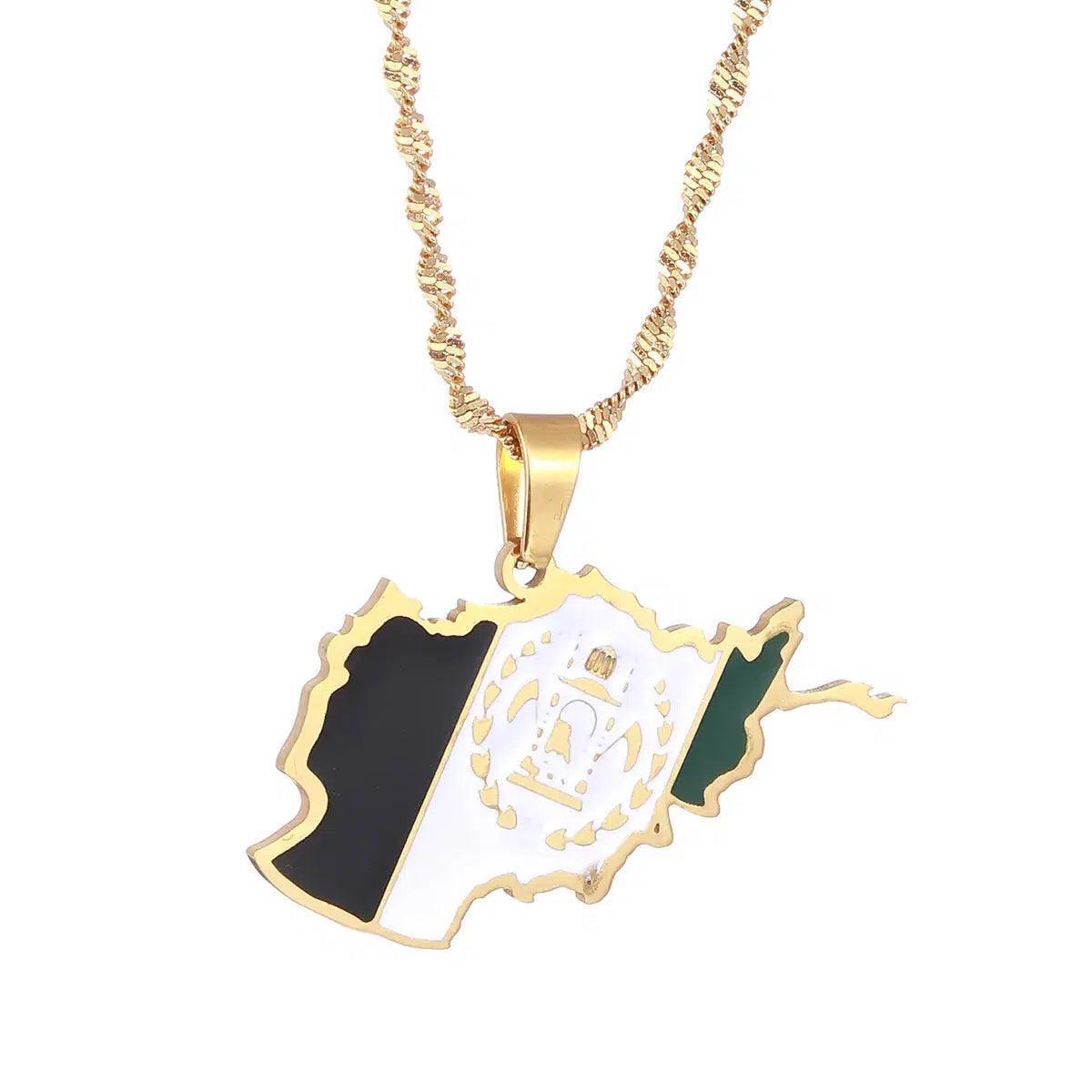 Afghanistan Flag Map Necklace