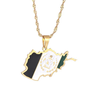 Afghanistan Flag Map Necklace