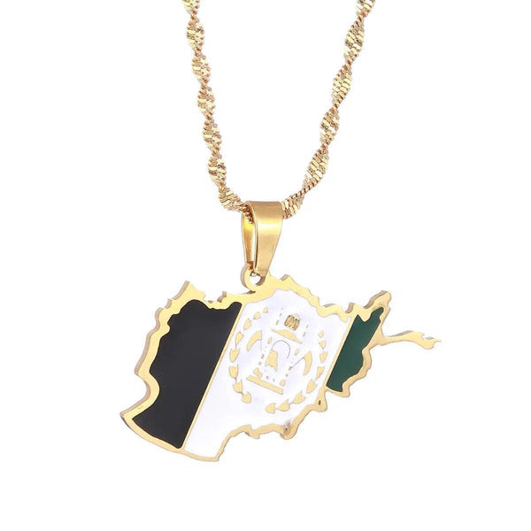 Afghanistan Flag Map Necklace