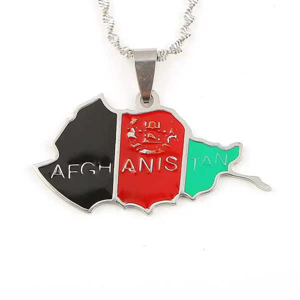 Afghanistan Flag Map Necklace