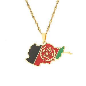 Afghanistan Flag Map Necklace