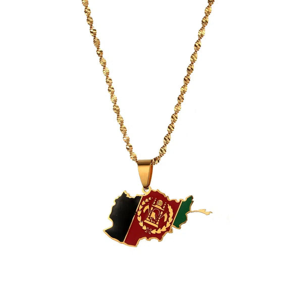 Afghanistan Flag Map Necklace