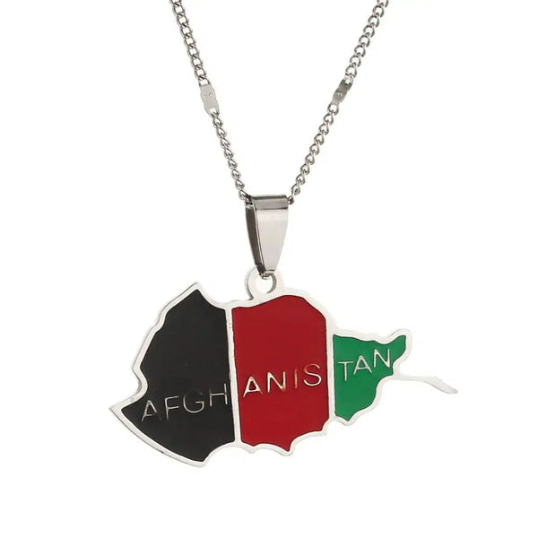 Afghanistan Flag Map Necklace