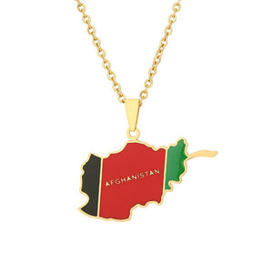 Afghanistan Flag Map Necklace