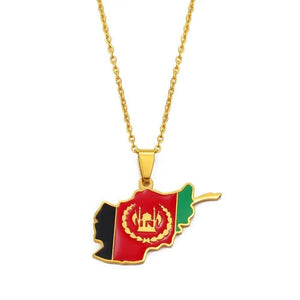 Afghanistan Flag Map Necklace