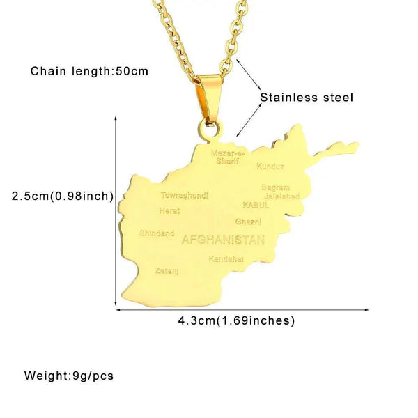 Afghanistan Map Necklace