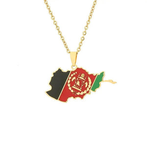 Afghanistan Flag Map Necklace