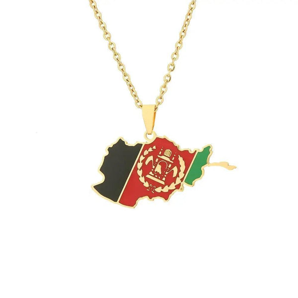 Afghanistan Flag Map Necklace