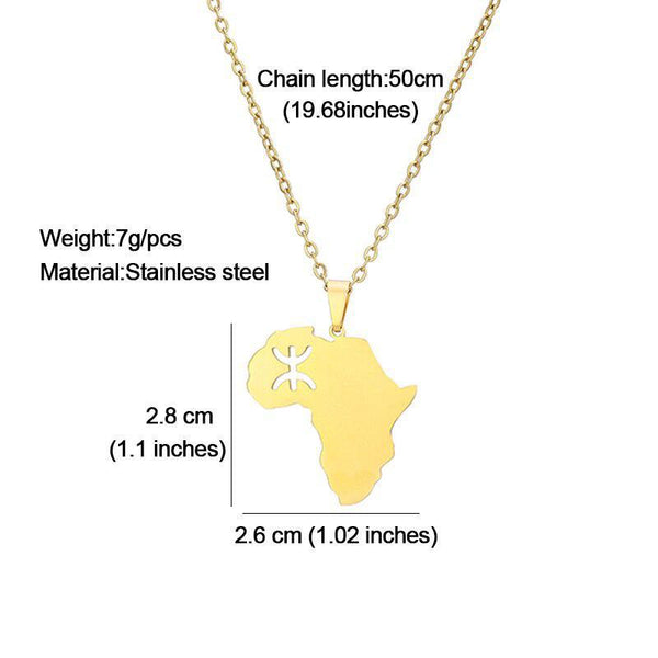 Africa Berber Flag Map Necklace