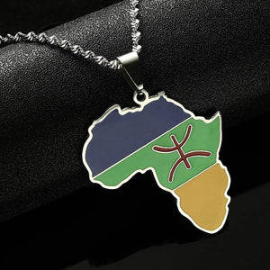 Africa Berber Flag Map Necklace