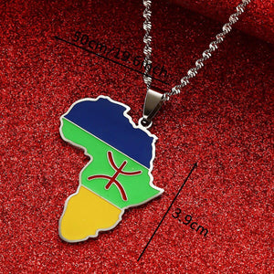 Africa Berber Flag Map Necklace