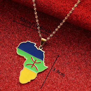 Africa Berber Flag Map Necklace