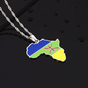 Africa Berber Flag Map Necklace