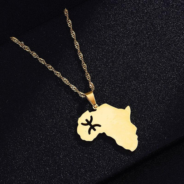 Africa Berber Flag Map Necklace