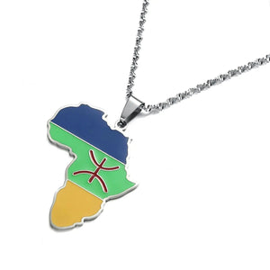 Africa Berber Flag Map Necklace