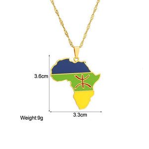 Africa Berber Flag Map Necklace