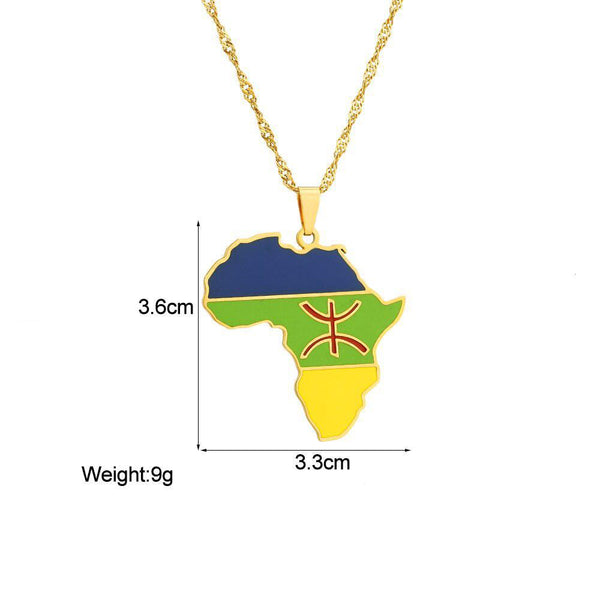 Africa Berber Flag Map Necklace