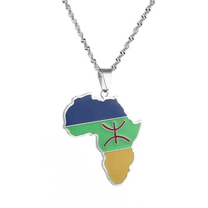 Africa Berber Flag Map Necklace