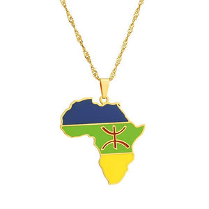 Africa Berber Flag Map Necklace