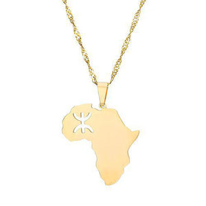 Africa Berber Flag Map Necklace