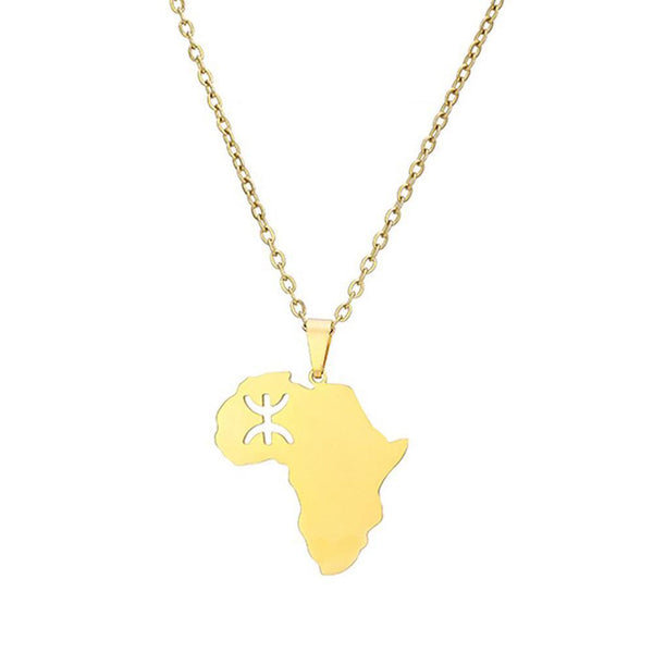 Africa Berber Flag Map Necklace