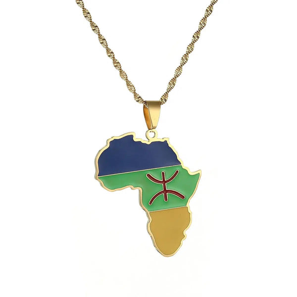 Africa Berber Flag Map Necklace