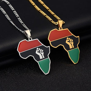 Africa Black Lives Matter Flag Map Necklace