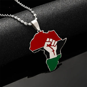 Africa Black Lives Matter Flag Map Necklace