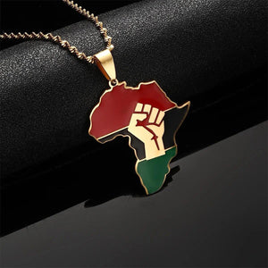 Africa Black Lives Matter Flag Map Necklace