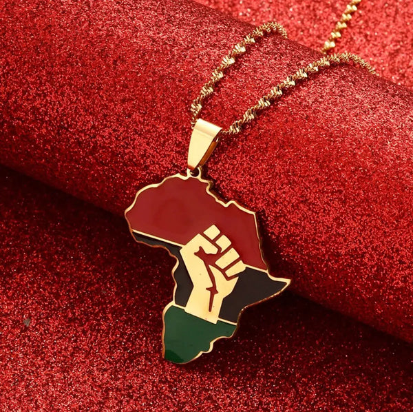 Africa Black Lives Matter Flag Map Necklace