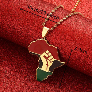 Africa Black Lives Matter Flag Map Necklace