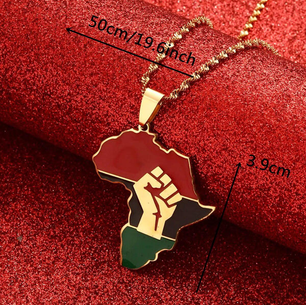 Africa Black Lives Matter Flag Map Necklace