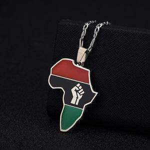 Africa Black Lives Matter Flag Map Necklace