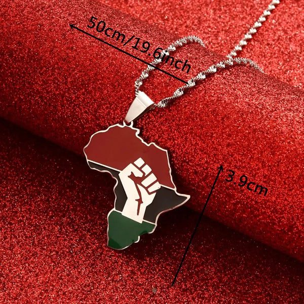 Africa Black Lives Matter Flag Map Necklace