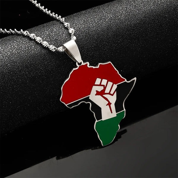 Africa Black Lives Matter Flag Map Necklace