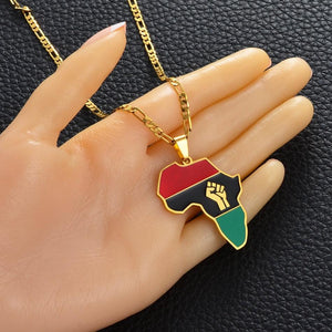 Africa Black Lives Matter Flag Map Necklace