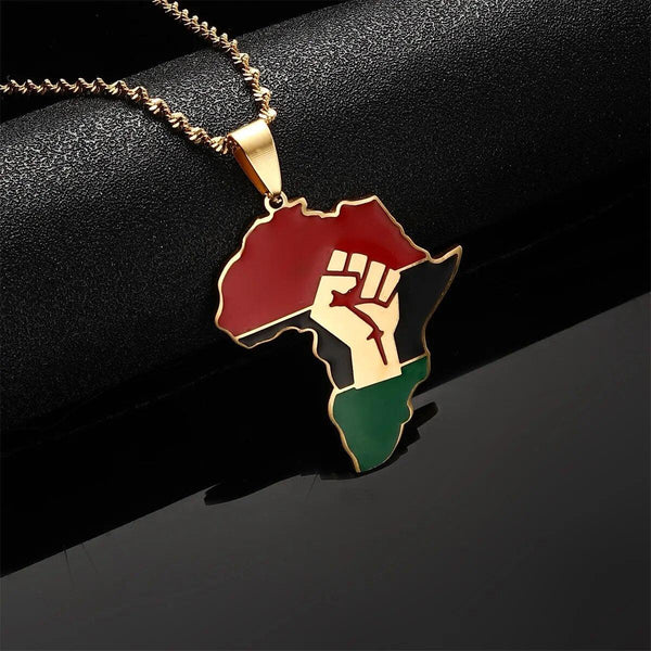 Africa Black Lives Matter Flag Map Necklace