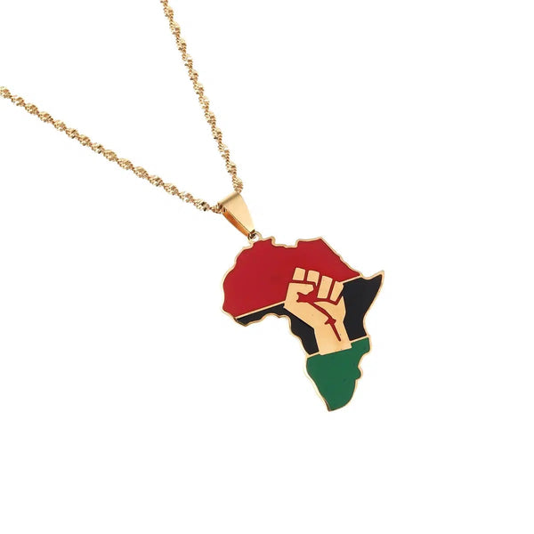 Africa Black Lives Matter Flag Map Necklace