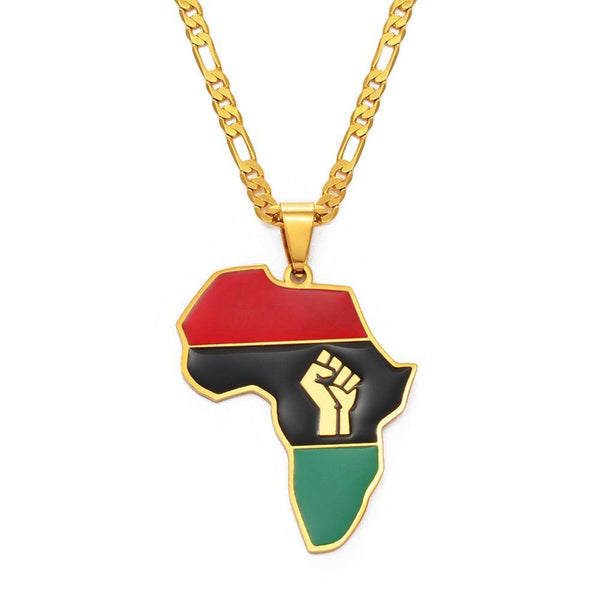 Africa Black Lives Matter Flag Map Necklace