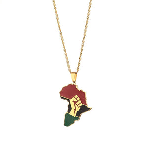 Africa Black Lives Matter Flag Map Necklace