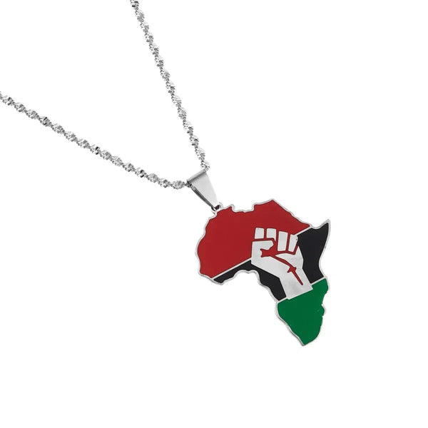 Africa Black Lives Matter Flag Map Necklace